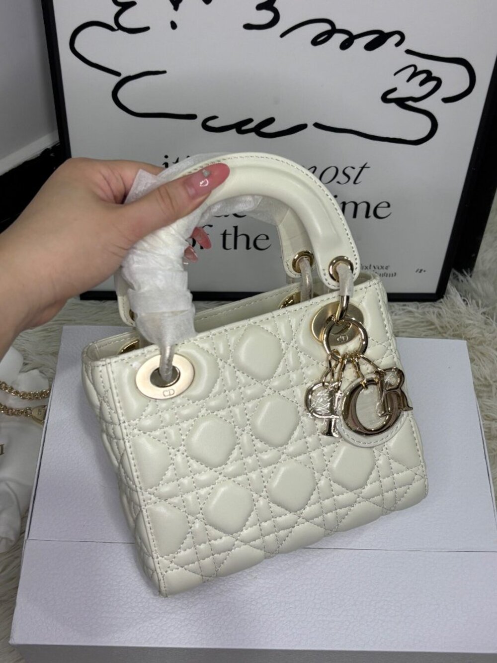 Small Lady Dior My ABCDiormodel in Latte Cannage Lambskin